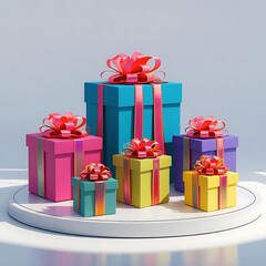 Colorful Gift Boxes with Ribbons &ndash; Isolated PNG on White Platform (8K Ultra-Clean)