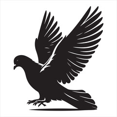 Obraz premium siting pigeon Silhouette Vector Art and Graphic vector black color silhouette , white background 