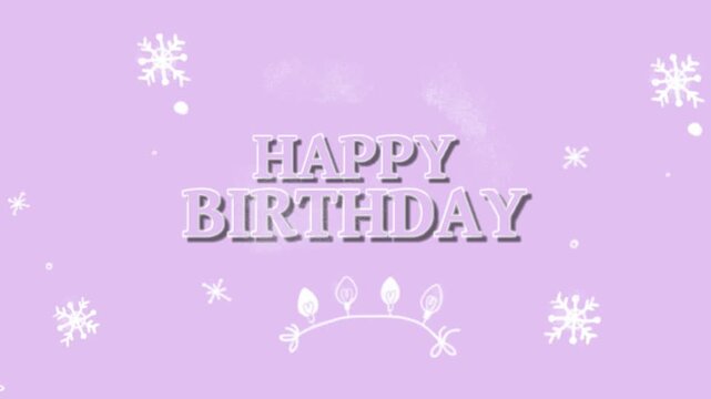 The Latest Simple Happy Birthday Greeting Animation with White Doodle Animated Stickers, and Bold Stylish Text that Shines Translucent and Has Shadows - Powered by Adobe