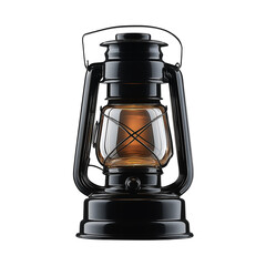 A black lantern with an orange light, isolated