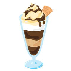 グラスに入ったサンデーのイラスト_チョコレート