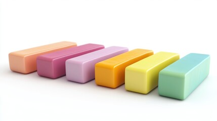 Obraz premium 3D lineup of soap bars in different colors on white