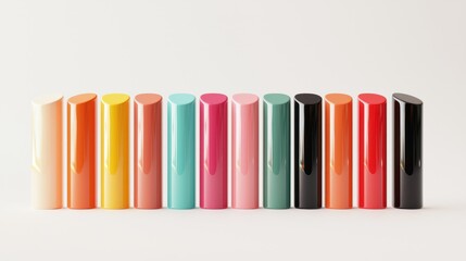 Obraz premium 3D lineup of lipstick shades in different colors on white