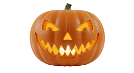 Lit Carved Halloween Pumpkin Decoration.