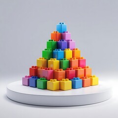 Fototapeta premium Colorful Children's Building Blocks Set – Isolated PNG on White Platform (8K)