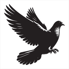 Obraz premium siting pigeon Silhouette Vector Art and Graphic vector black color silhouette , white background 