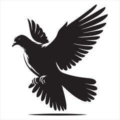 Obraz premium siting pigeon Silhouette Vector Art and Graphic vector black color silhouette , white background 
