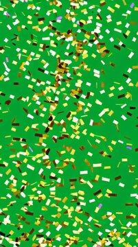 Sparkling confetti and glitter lights create festive celebration atmosphere with vibrant green party decorations