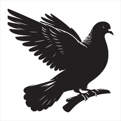 Fototapeta premium siting pigeon Silhouette Vector Art and Graphic vector black color silhouette , white background 