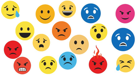 Naklejka premium Different emoticons expressing various emotions and feelings 