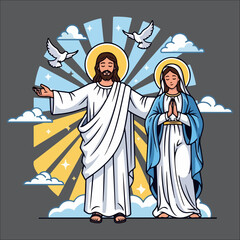 Obraz premium jesus and mary vector