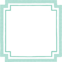 ターコイズの手描きハーフトーンの四角形フレーム