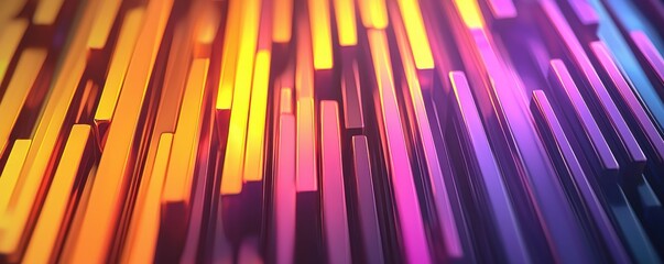 Obraz premium Colorful abstract design featuring dynamic vertical glowing bars in purple and orange