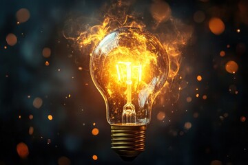 Steampunk style bulb glowing, idea and inspiration visualized