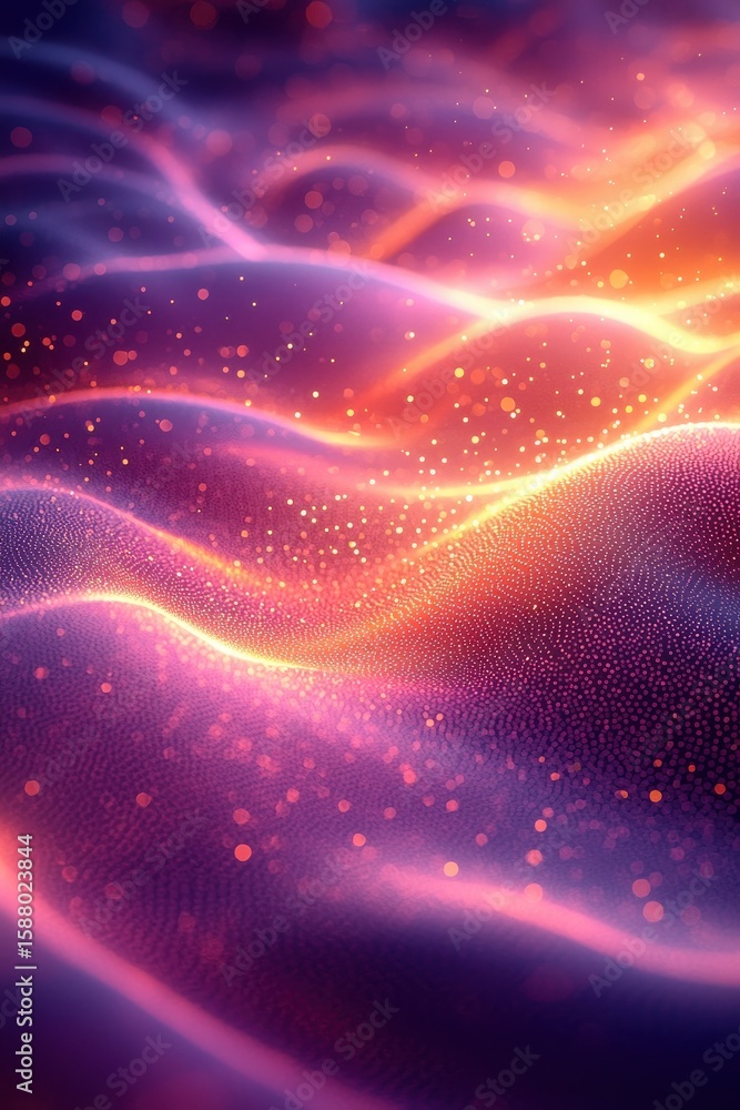 Poster abstract gradient background with glowing particles and soft wavy textures