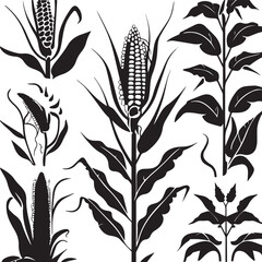 Seamless Black Corn Plant Pattern"