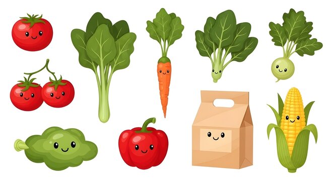 please genarate colourful vectors veges pack