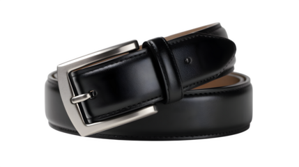 Black Leather Belts, isolated on transparent background