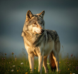 Fototapeta premium Potret wolf in the forest