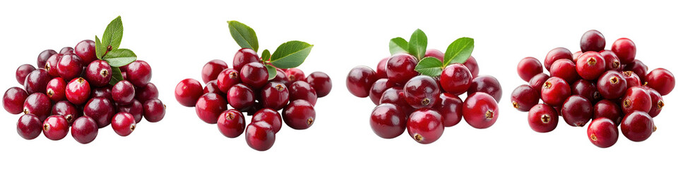 Obraz premium Cranberries isolated on white background. Collection Set Png.