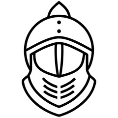 Detailed line art illustration of a medieval knight s helmet with a protective visor