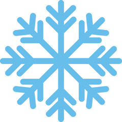 A stylized light-blue snowflake, a symmetrical winter icon.