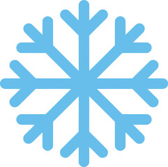 A light blue snowflake with symmetrical design, isolated on a white background.