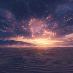 Fototapeta premium Vast desert landscape at sunset (1)