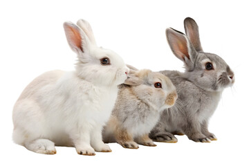 Fototapeta premium Three rabbits on white background