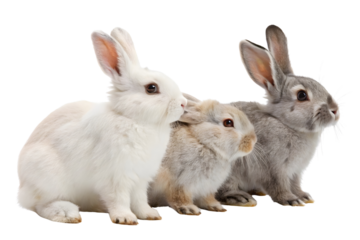 Three rabbits on white background