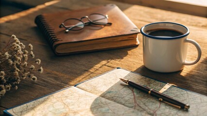 Taking a coffee break still life image.