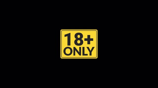 animation icon 18 plus age adult sign on transparent background