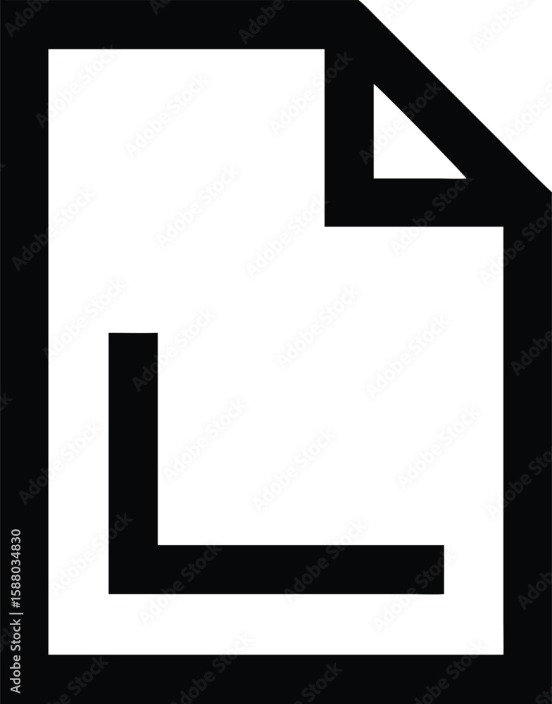 Poster bold black outline icon representing a document with a top header isolated on transparent background