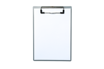 Blank clipboard ready for notes or drawing tasks, isolated on white, PNG