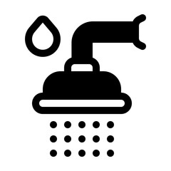 Shower Glyph Icon. Single icon, glyph vector icon