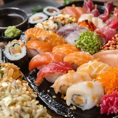 Sushi Platter Delicious Japanese Cuisine Restaurant Meal