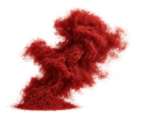 Sumac dust cloud spreading with a tangy red hue.