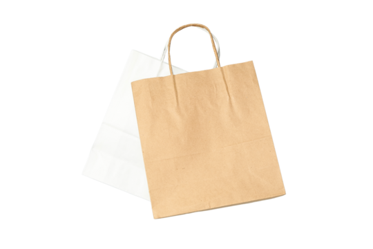 Simple brown paper bag suitable for various uses, isolated on white, PNG