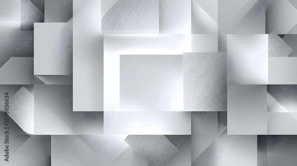 Poster abstract white background with texture pattern, layered geometric triangle shapes, white and grey gl