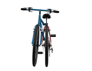 Adventure-Ready Blue Red Folding Mountain Bike - Portable Foldable MTB Bicycle for Convenient Travel and Outdoor Sports - High-Resolution Flip Bike with Transparent Background, Space-Saving.