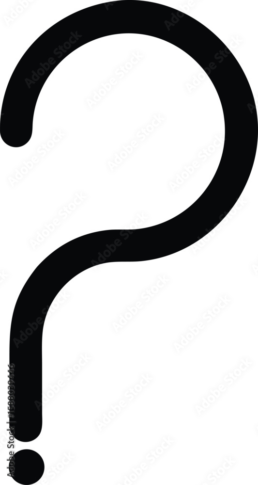 Poster bold black outline question mark icon isolated on transparent background for design projects