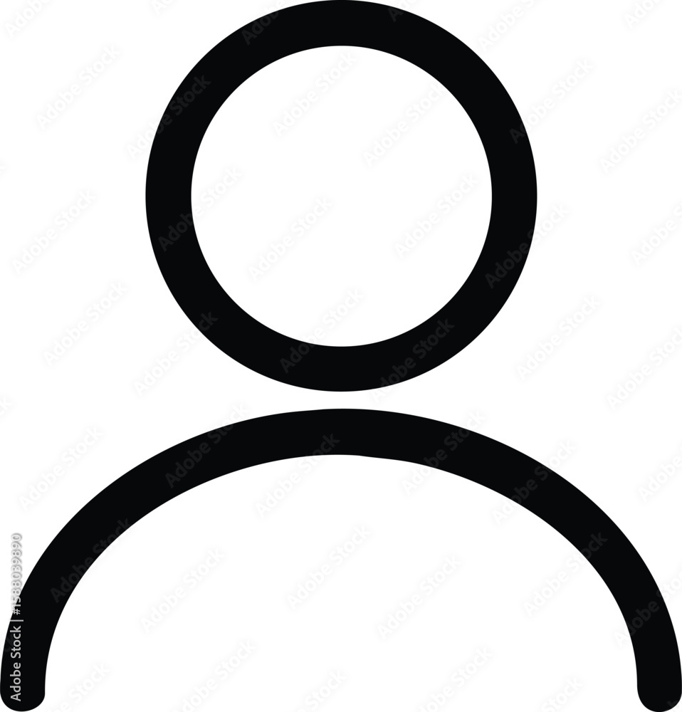 Poster a simple bold black outline icon representing a user s head isolated on transparent background