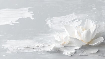 Delicate white lilies on a textured gray background
