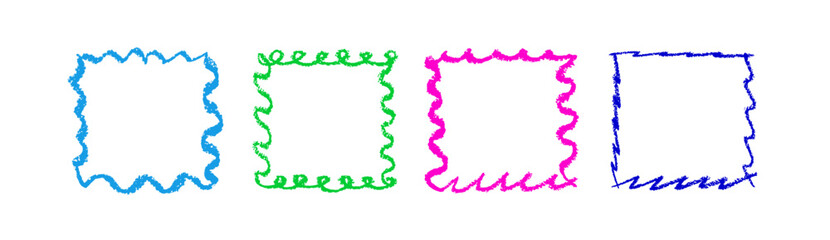 Chalk brush, crayon frame Doodle picture Stamp set
