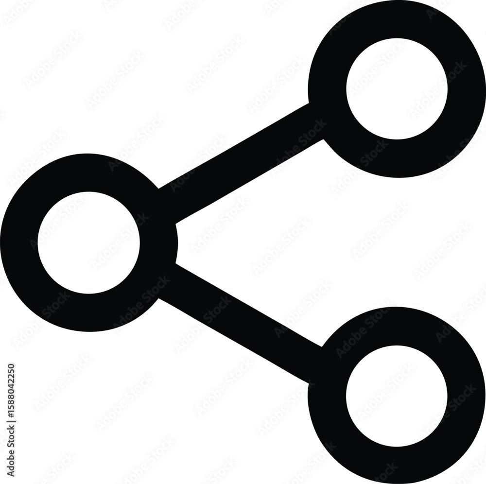 Poster a simple bold black outline icon representing a three dot share or more options menu isolated on tra