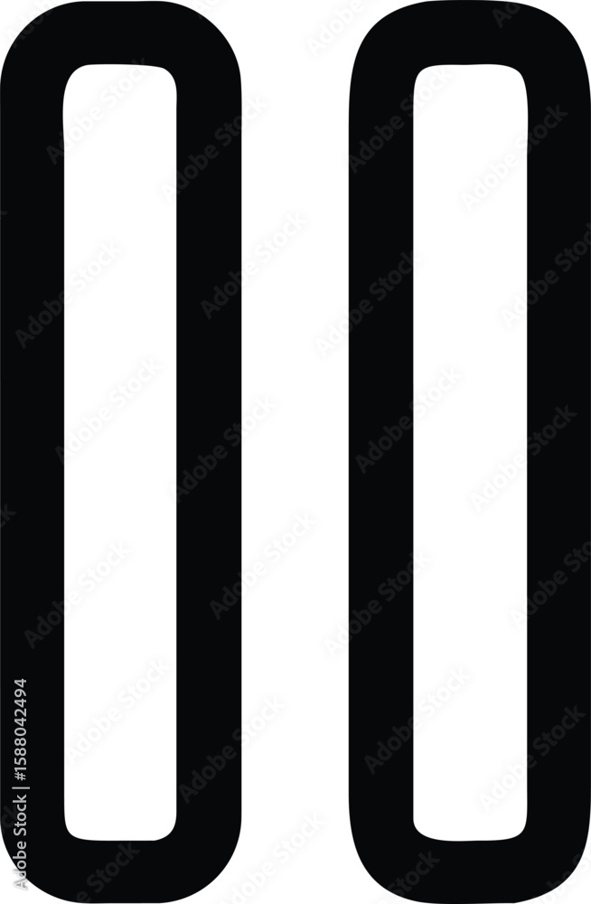 Poster bold black outline icon representing two vertical parallel lines isolated on transparent background