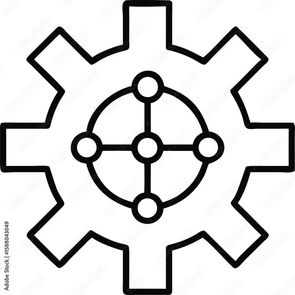 Aufkleber bold angular gear icon symbolizing mechanics and industry isolated on transparent background