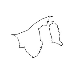 Brunei map for travel and presentation. Simple outline drawing brunei darussalam map