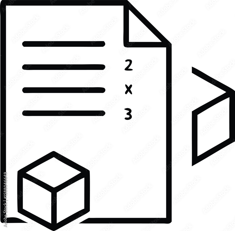 Poster minimalist icon of a document with three bullet points isolated on transparent background