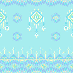 Light blue ethnic boho seamless pattern. Native ethnic pattern. Aztec style. Tribal pattern. Folk motif. Ideas for wallpaper, textiles, wrapping, and web page backgrounds.